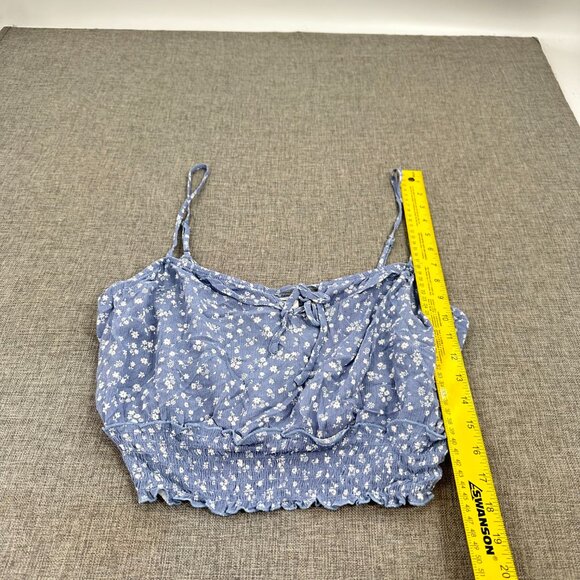 NEW! Hippie Rose Juniors Crop Cami Top Blue Strappy X-Large Floral Rayon - Picture 5 of 9